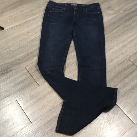 Paige DarkWash Skinny Straight Long Inseam Low Rise Jeans size 27 - Picture 2 of 10